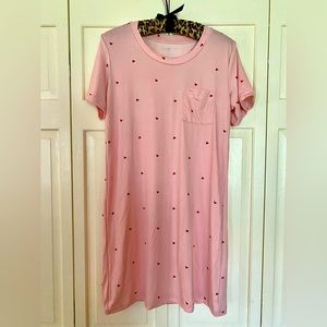 NEW Pink Pajama Dress with Red Hearts